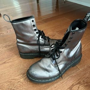 Dr. Martin airwalk metallic grey patent leather boots